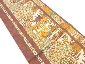 縞に時代人物模様織り出し名古屋帯